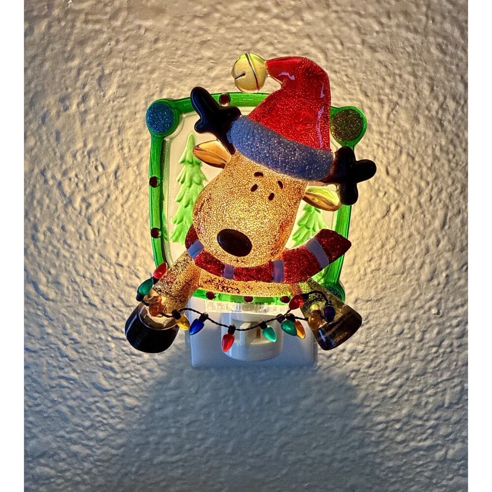 Whimsy Reindeer Hanging Lights Veilleuse Night Light For Christmas, Works EUC‎